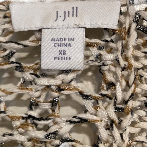 Womens J. Jill Marled Open Knit 3/4 Sleeve Cream Gold V Neck Sweater Size XS - Picture 5 of 16